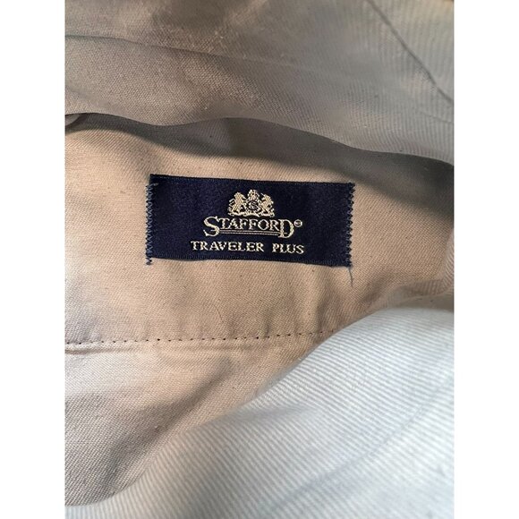 Stafford Traveler Plus Mens Wool Dress Pants Pleated Front Stretch Sz 38x31 Blue - Picture 3 of 10